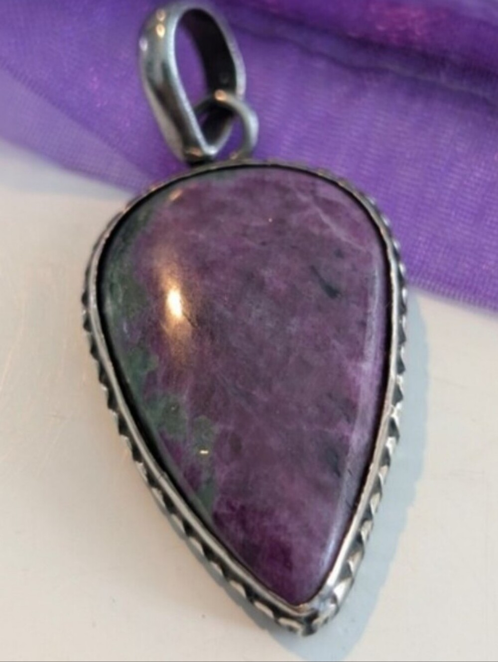 Ruby Zoisite Purple Teardrop Stone Pendant Necklace - Women's Jewelry